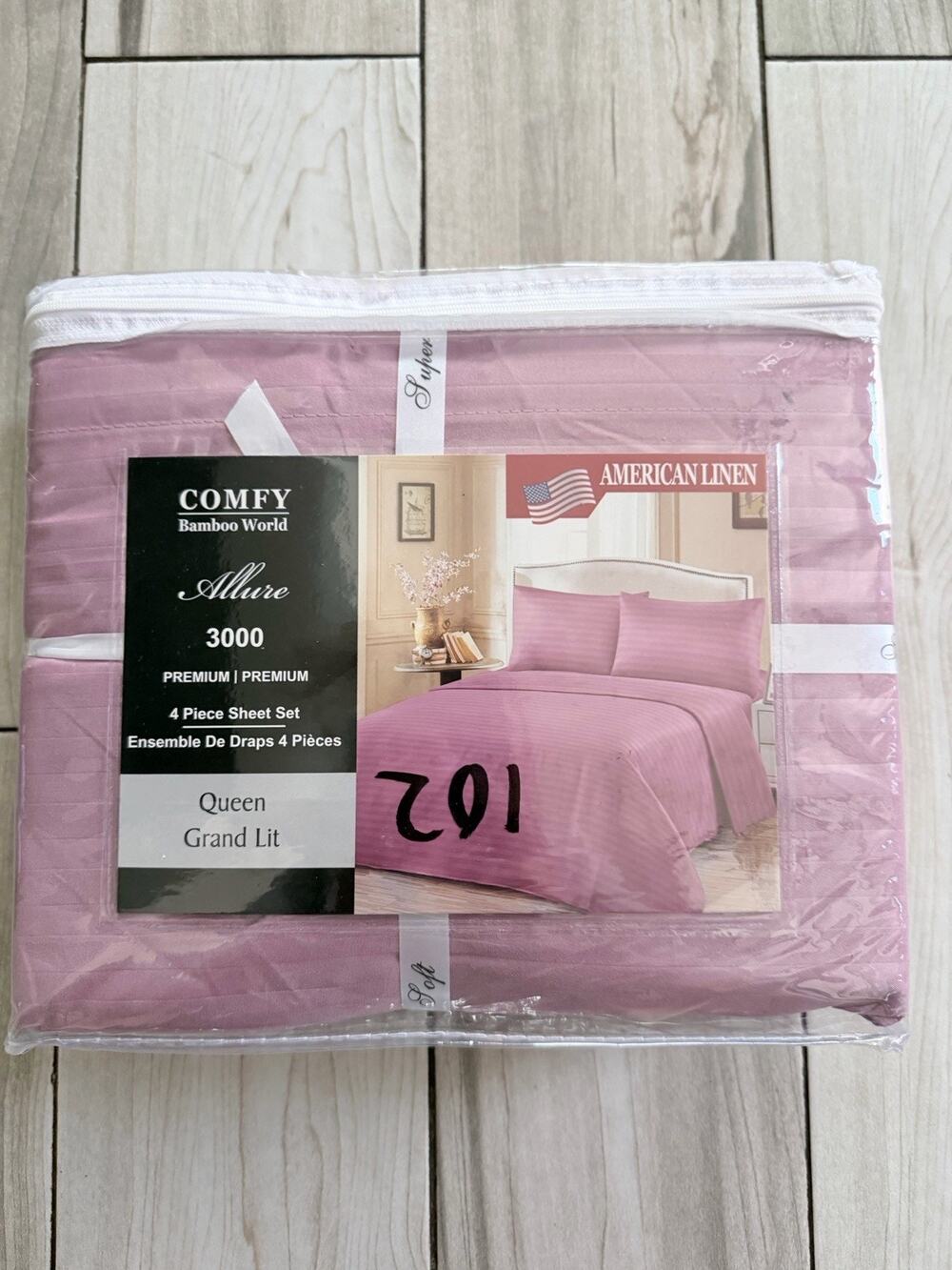 Allure Premium, Bamboo World Sheet Set Queen Size Pink/Lavender Brand New